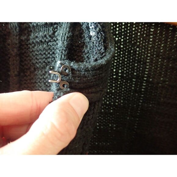 Express Women's XL Black Textured Cardigan Sweater Jacket Chain Fringe Trim - Picture 6 of 8